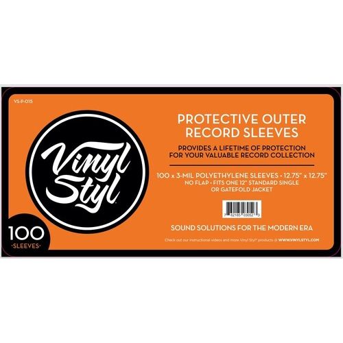 Vinyl Styl - 12Inch Vinyl Record Outer Sleeve Polyethylene - 100 Count (Clear)