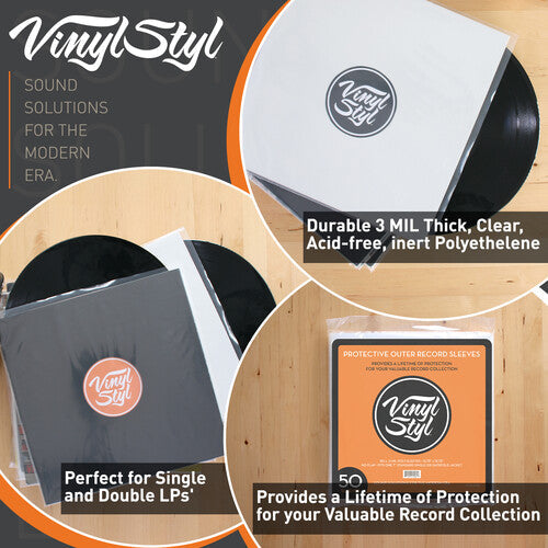 Vinyl Styl - 12Inch Vinyl Record Outer Sleeve Polyethylene - 100 Count (Clear)