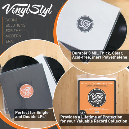 Vinyl Styl - 12Inch Vinyl Record Outer Sleeve Polyethylene - 100 Count (Clear)